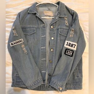 Distressed and Patched Jean Jacket